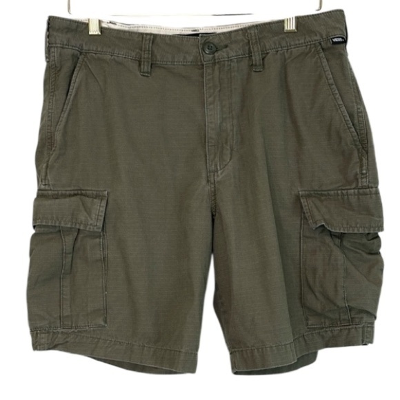 Vans Men's Olive Green Cargo Shorts Ripstop Cotton Utility Size 32 - Picture 2 of 10